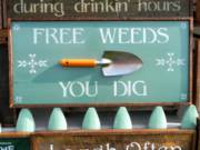 Free Weeds - You Dig w/ trowel - Handcrafted Garden Signs_image