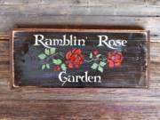 Ramblin' Rose Garden sign ~ Antiqued and Distressed Black_image