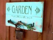 GARDEN sign with hooks ~ Home and Garden Decor - Outdoor Garden Signs_image