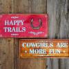 Happy Trails and Cowgirls Are More Fun Signs, Country Western Signs, Farm and Ranch Signs, Bar Signs, Cowgirl Wall Decor, Rustic Wood Signs, Handcrafted by Crow Bar D'signs, Made in the U.S.A.
