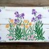 Spring Flowers, Floral Wall Decor, Salvage and Reclaimed Wood Wall Decor, Flower Stencils, Iris, Daffodils, Pinks, Rustic Wood Sign, Indoor and Outdoor Signs, Garden Decor, Cottage Chic, Farmhouse, Country Garden Decor, Hand Stenciled by Crow Bar D'signs
