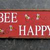 BEE HAPPY sign - 8.5"x18" - Rustic Signs - Handmade Wood Signs and Home Decor - Honey Bee Decor - Vintage Signs and Decor - Handcrafted by Crow Bar D'signs