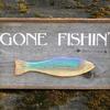 Gone Fishin' sign - 12"x20" - Lake and Lodge Signs and Decor - Fishing Signs and Decor - Vintage and Rustic Home Decor - Indoor and Outdoor Signs - Cabin Signs - Handcrafted by Crow Bar D'signs