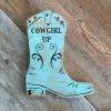 Cowgirl Up Sign, Cowgirl Decor, Wall Art, Wall Signs, Home Decor, Barn Signs, Cowgirl Signs, Cowgirl Boot, Turquoise, Western Home Decor, Log Cabin Signs, Western Signs, Wild West Signs, Signs and Sayings