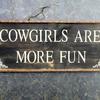 Cowgirls Are More Fun sign - 12"x27" - Western Home Decor - Vintage and Rustic Home Decor - Cowboy Decor - Handcrafted by Crow Bar D'signs