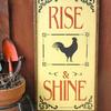 Rise and Shine with Rooster sign - 12"x23" - Vintage and Rustic Home Decor - Rooster Decor - Kitchen Decor - Rustic Signs - Handcrafted by Crow Bar D'signs